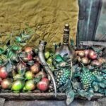 Кованый натюрморт корзина с фруктами и овощами